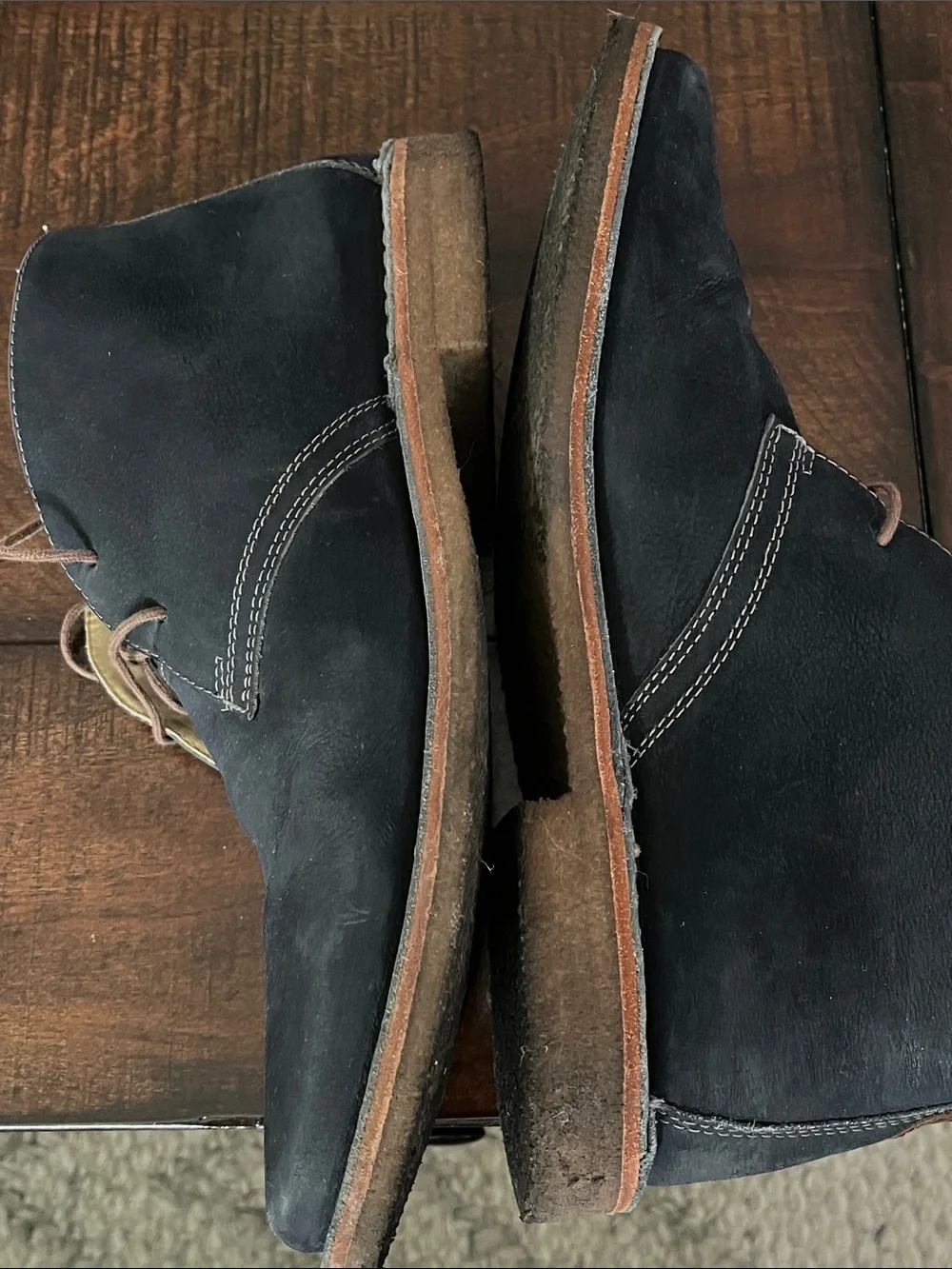 Johnston & Murphy Navy/Black Chukka Boots with Tan Accents